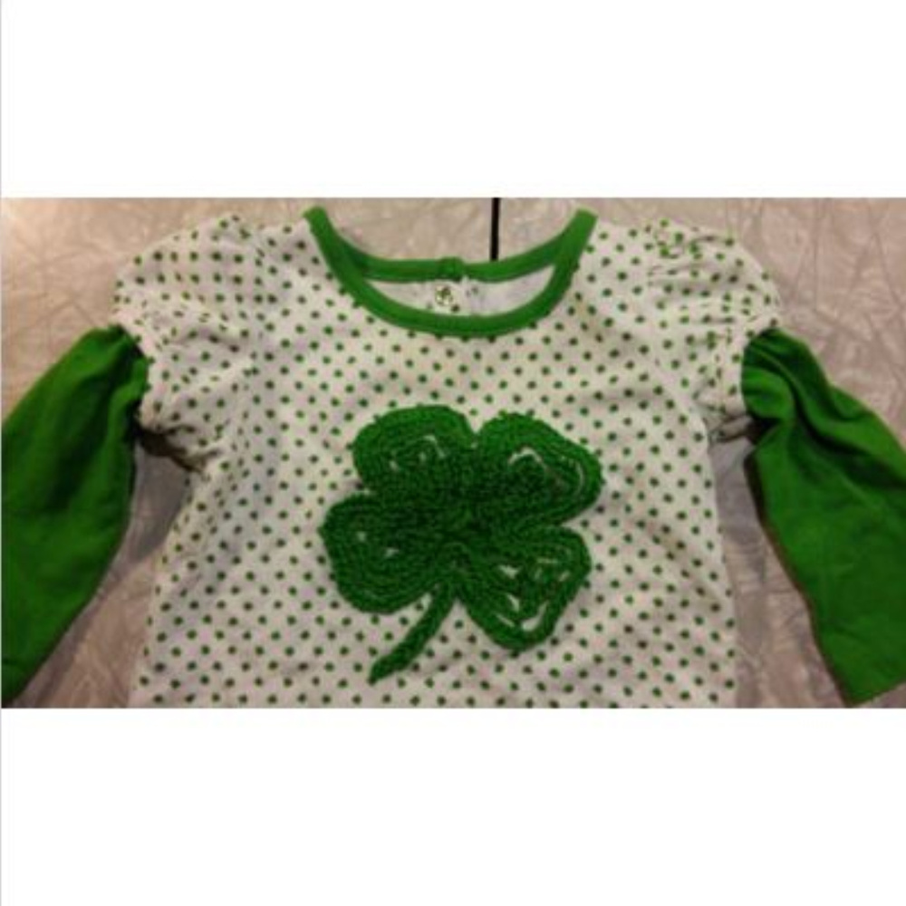 St. Patrick's Day 6 Months Girl's Romper w/ Ruffle - Picture 3 of 4